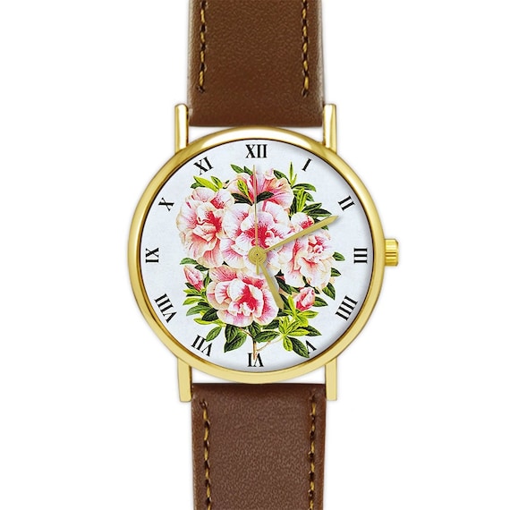 Buy Vintage Style Azalea Flower Watch Floral Watch Botanical Leather Watch Women s Watch Birthday Wedding Gift Ideas Online in India Etsy