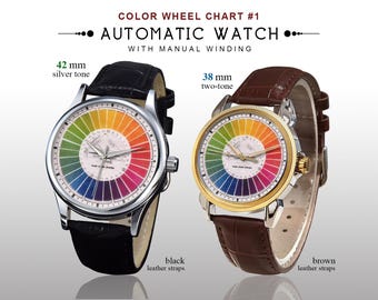 Automatic Color Wheel Watch for Artists, Designers, and Creatives | Unique Gift for Him or Her | Color Theory Dial | 42mm or 38mm