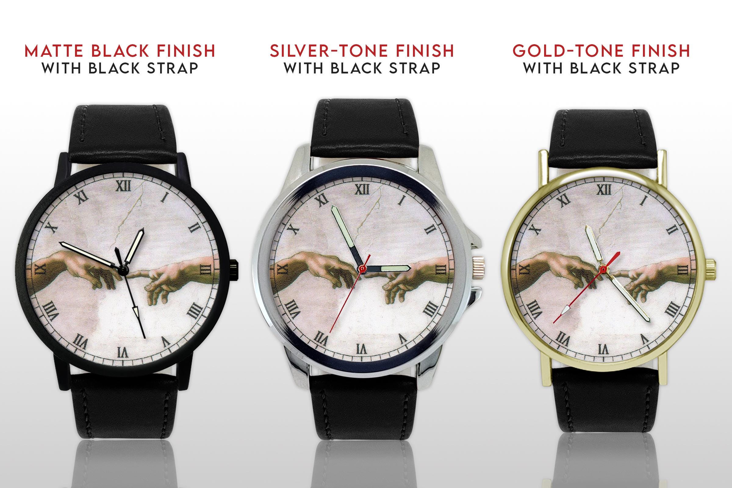 Creation of Adam Watch, Michelangelo Art Hand Wristwatch, Renaissance ...