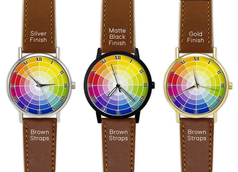 Color Wheel Watch Art Leather Watch Women's Watch Men's Watch For Her Birthday Wedding Gift Ideas Fashion Accessories image 4