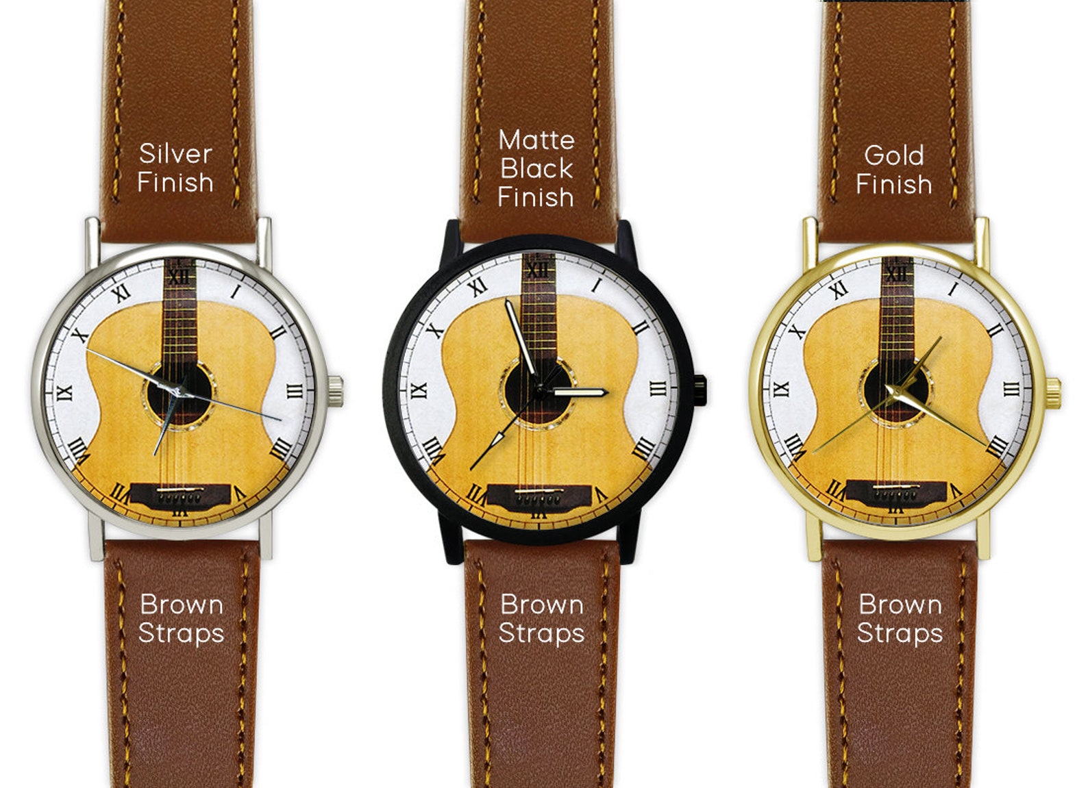 Acoustic Guitar Watch Leather Watch Ladies Watch Etsy