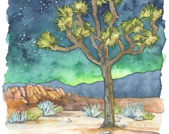 Desert Tree Print - Watercolor Painting of Joshua Tree, Cactus Print, Botanical, Succulent Print