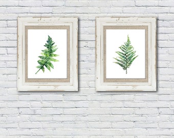 Fern Print Set of 2 - Sizes 5x7 and up, Watercolor Prints, From my Original Fern Watercolors, Fern Print, Green, Botanical Print