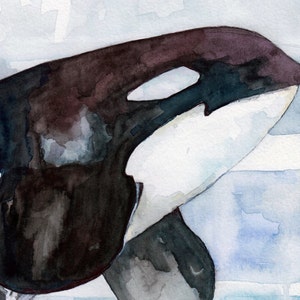 Orca Painting Print from Original Watercolor Painting, Icy Waters, Beach Decor, Whale Art, Orca Art, Whale Print image 3