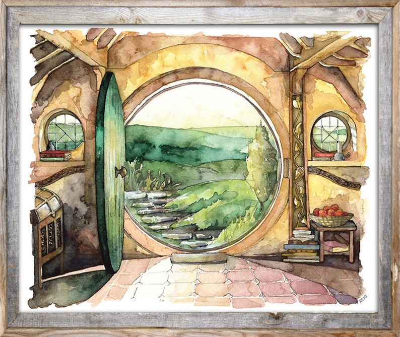 Bag End Painting, Watercolor Painting, Bag End Art, Lord, Fantasy Art, Jrr, Rings, Fantasy Painting, Print titled, In a Hole in the... image 6