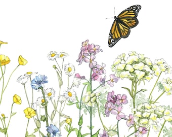 Queen Anne's Lace Wildflower Print  - Watercolor Wildflowers, Botanical Painting, Botanical Print, Wildflower Field Art, Nursery Art