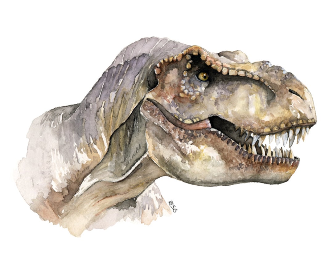 T-Rex の絵画、恐竜、恐竜の絵画、恐竜の頭、恐竜アート