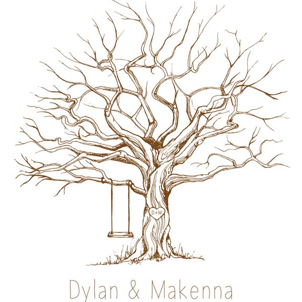 XLARGE CUSTOM Guest Book Tree - Choose Your Tree Color! Sizes 16x20 and up, Wedding Tree, Fingerprint Tree, Wedding Guest Book