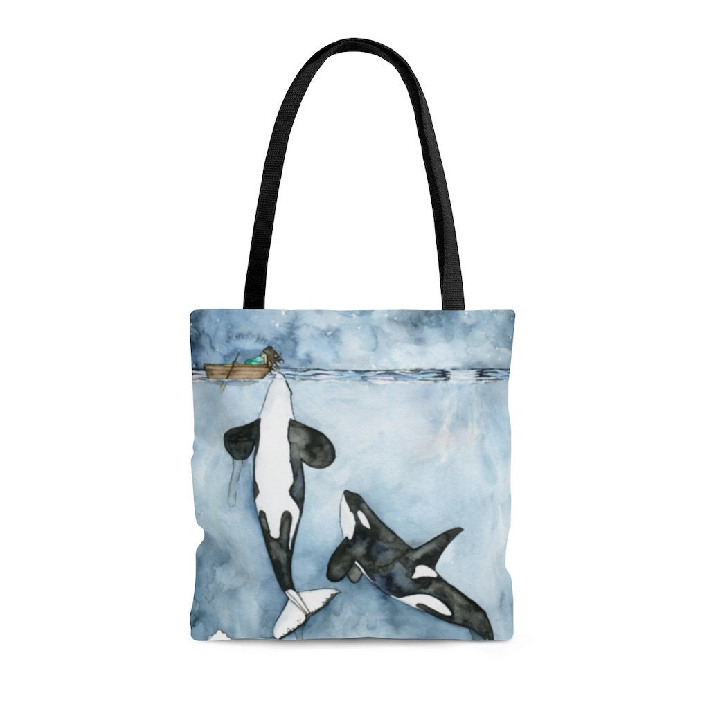 Fantasy Whale Double Side Print Black Tote Bag Purse Handbag for Women Girls Fantasy Whale Double Side Print Black Tote Bag Purse Handbag for Women Girls