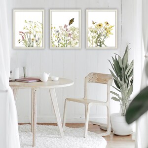 Wildflower Set of 3 Prints - Watercolor Flower Field, Botanical ...