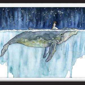 XLARGE Whale Rider Painting - Sizes 16x20 and up, Whale Print, Celestial Print, Nursery Art, Humpback Whale, Beach Decor image 4