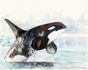 原画【 ぬくもり 】アクリル水彩画 フィンガーアート シャチ インテリア 海 il_340x270.1081834895_gnb9.jpg