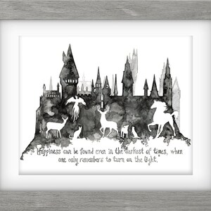 Fantasy Quote Painting, Wizard School, Wizard Castle, Fantasy Art, Castle, Wizard, Fantasy Print, Magic, Quote Print titled, Patronus image 2