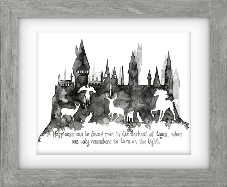 Fantasy Quote Painting, Wizard School, Wizard Castle, Fantasy Art, Castle, Wizard, Fantasy Print, Magic, Quote Print titled, Patronus image 2