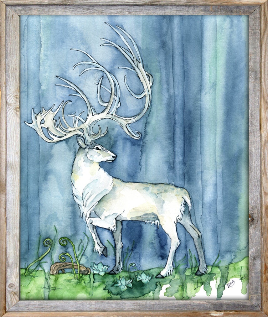 水彩画　鹿　動物　絵画　アート　インテリア　美術品　長崎 有名ブランド 水彩画鹿動物絵画アートインテリア美術品長崎 絵画