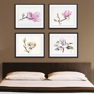 Magnolia print set of 4 - 5x7 Watercolor Paintings, Magnolia Watercolors, Print Set, Magnolia Print, Watercolor Flowers, Magnolia Painting