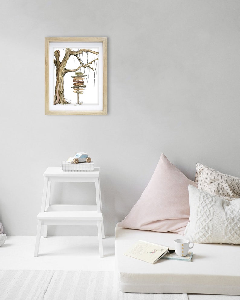 Storybook Signpost Tree Print - Customizable Literary Signpost, Fantasy ...