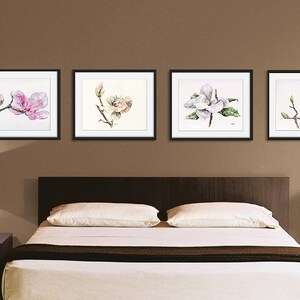 Magnolia print set of 4 5x7 Watercolor Paintings, Magnolia Watercolors, Print Set, Magnolia Print, Watercolor Flowers, Magnolia Painting image 2