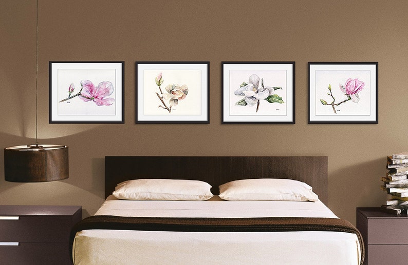 Magnolia print set of 4 5x7 Watercolor Paintings, Magnolia Watercolors, Print Set, Magnolia Print, Watercolor Flowers, Magnolia Painting image 2