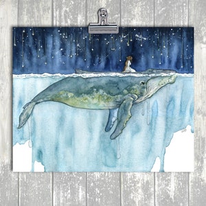 XLARGE Whale Rider Painting - Sizes 16x20 and up, Whale Print, Celestial Print, Nursery Art, Humpback Whale, Beach Decor image 5