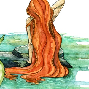 Mermaid Painting, Watercolor Painting, Mermaid Art, Mermaid Decor, Mermaid Print, Nursery Art, Ocean Art, Beach, Print titled, Shoreline.. image 5
