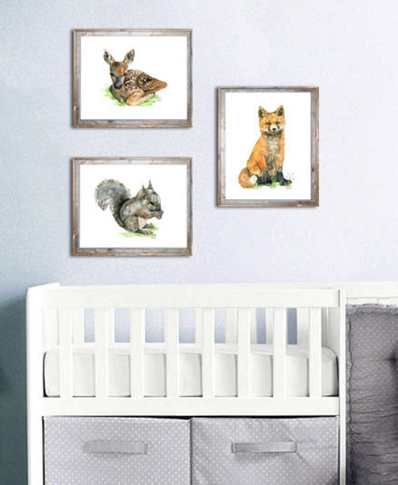 Watercolor Fawn Wall Stickers - Cute Deer Nursery Decals, Peel & Stick Removable Vinyl Murals For Kids Room, Bathroom, Playroom