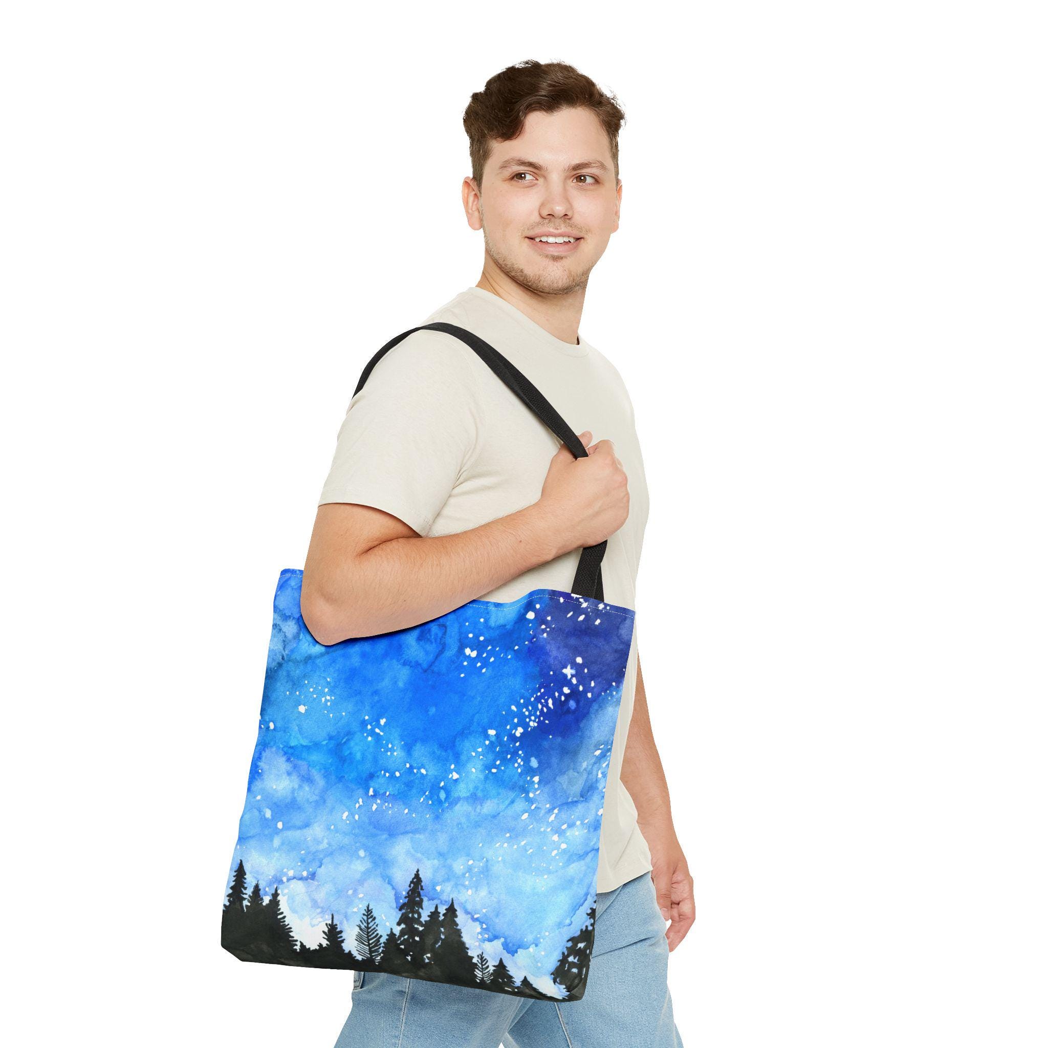 Starry Night Tote Bag - Galaxy Canvas Tote, Night Sky Bag