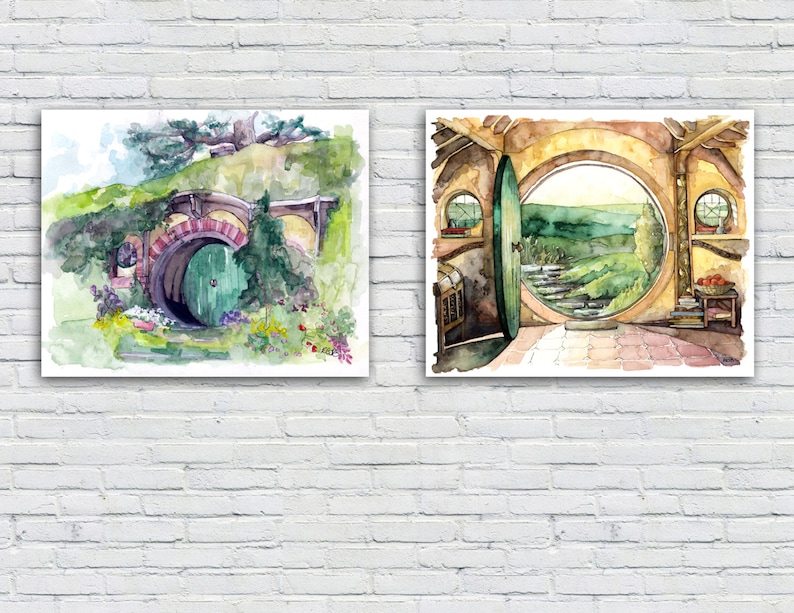 Bag End Painting, Watercolor Painting, Bag End Art, Lord, Fantasy Art, Jrr, Rings, Fantasy Painting, Print titled, In a Hole in the... image 4