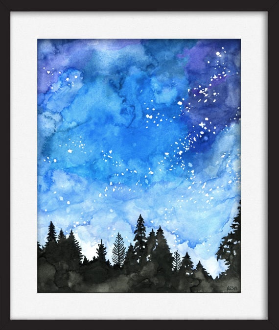 Watercolor Painting, Galaxy Painting, Night Sky, Galaxy Print, Stars,  Starry Night, Watercolor Print, Night Sky Print,print Titled, galaxy -   Finland