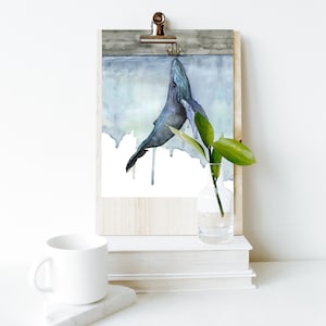 Whale Painting Watercolor Painting Whale Print Whale and image 2