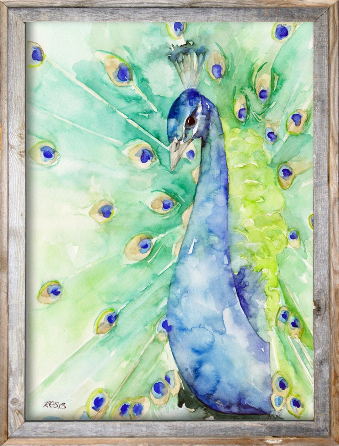 割引オリジナル孔雀の絵画、「虹色」と題された絵画、鳥、孔雀の羽