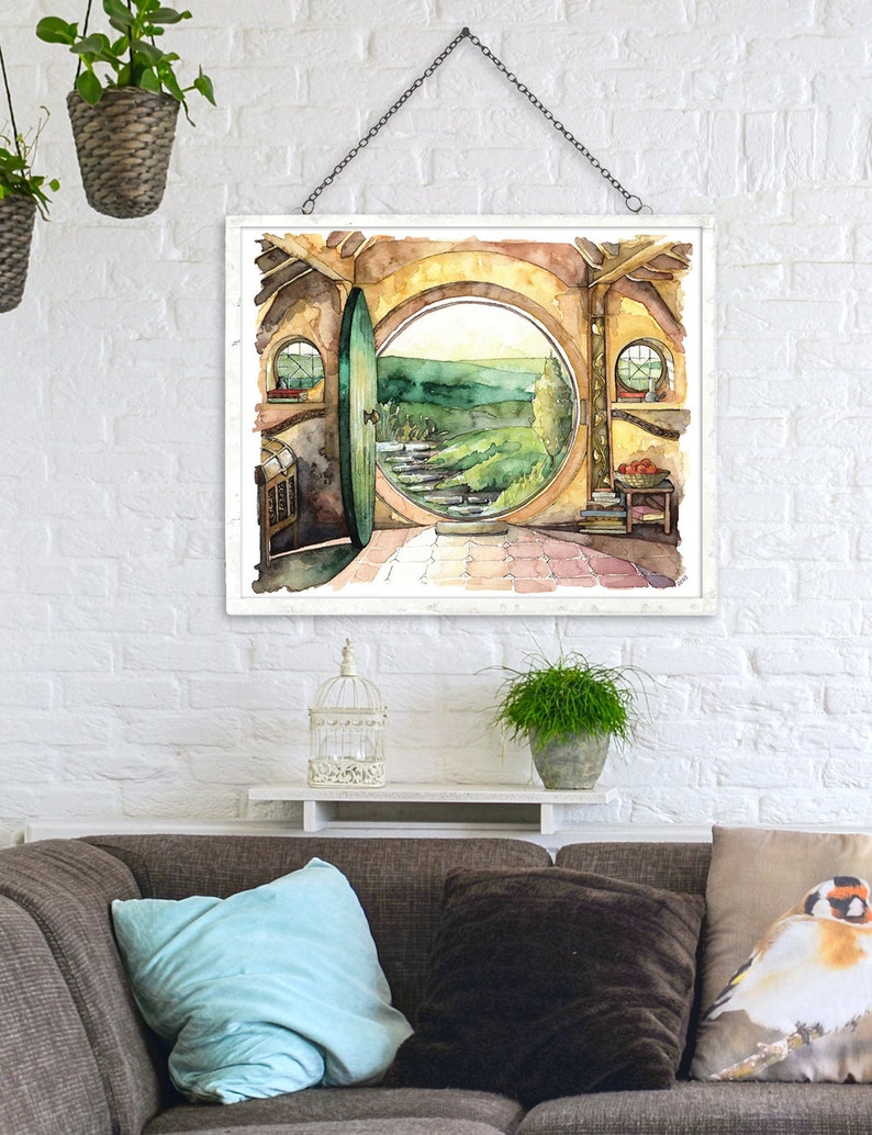 Bag End Painting Watercolor Painting Bag End Art Lord image 5