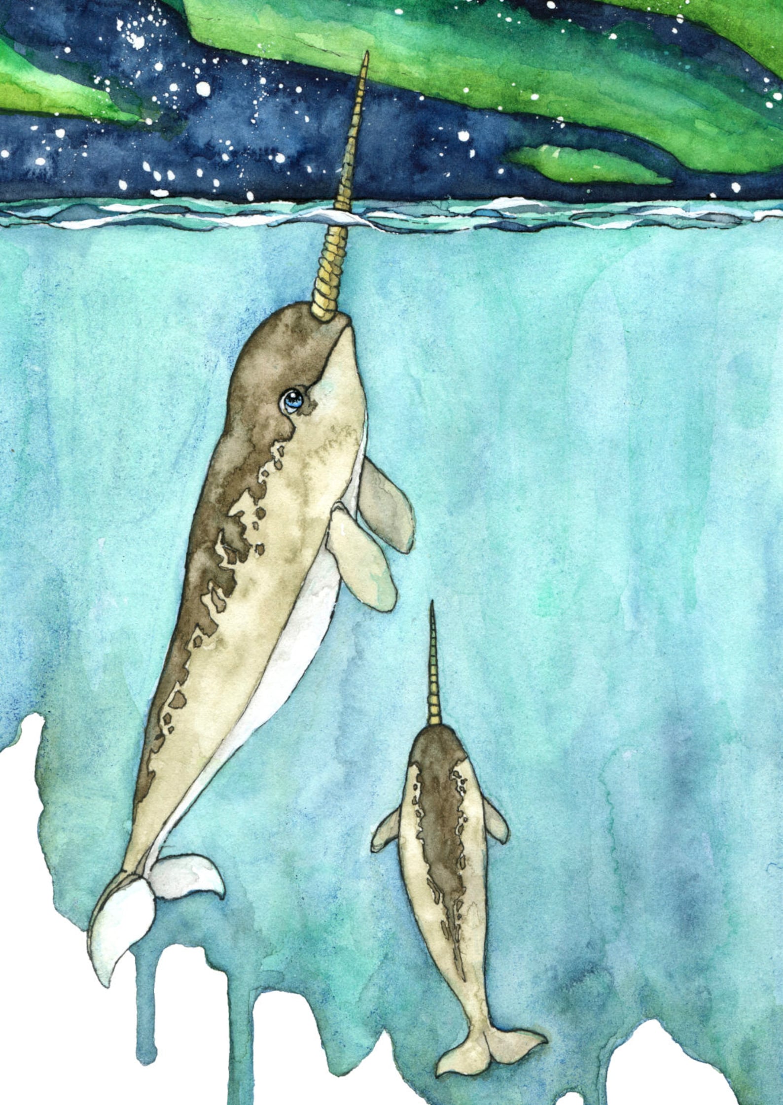 Watercolor Painting Narwhal Painting Narwhal Narwhal Art | Etsy