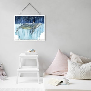 XLARGE Whale Rider Painting - Sizes 16x20 and up, Whale Print, Celestial Print, Nursery Art, Humpback Whale, Beach Decor image 2