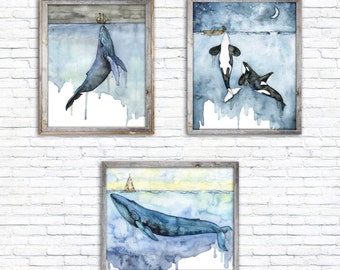 XLARGE Watercolor Whale Painting Sizes 16x20 and Up, fathoms Below, Whale  Nursery, Whale Art, Whale Print, Humpback Whale, Beach Decor 