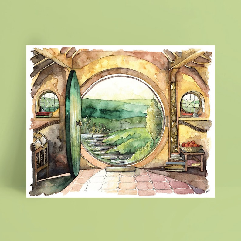 Bag End Painting, Watercolor Painting, Bag End Art, Lord, Fantasy Art, Jrr, Rings, Fantasy Painting, Print titled, In a Hole in the... image 3