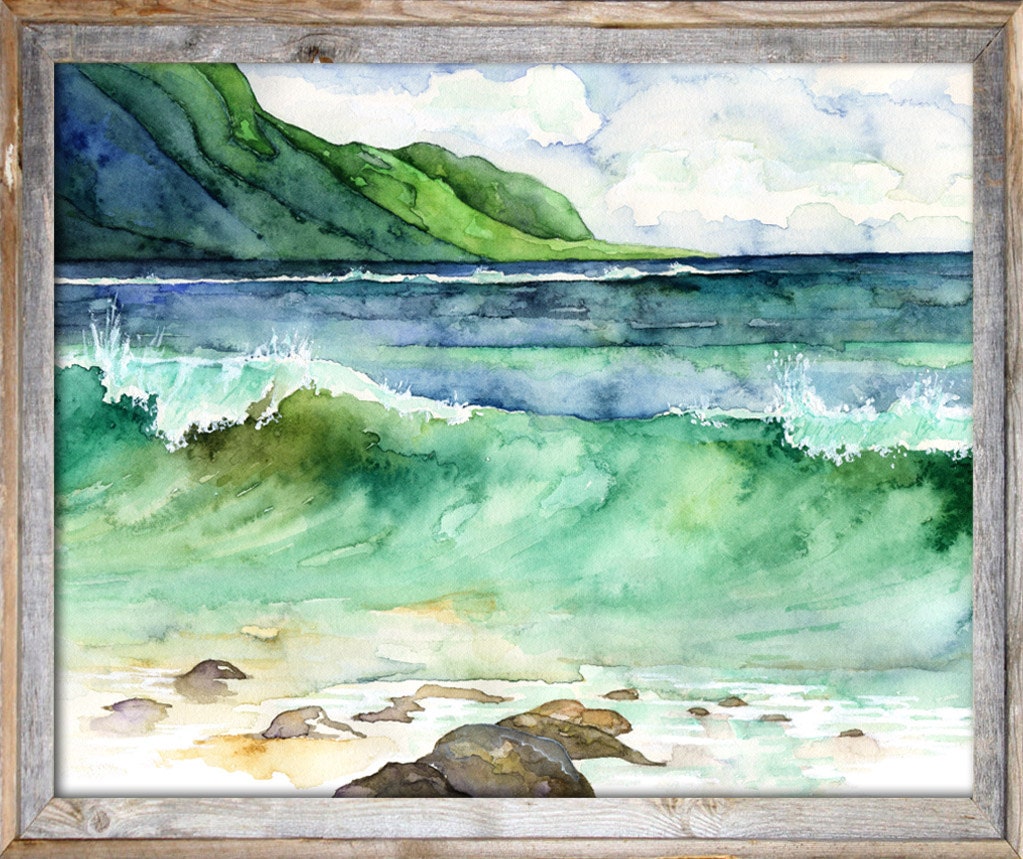 Acuarela Hawaii Pintura - Impresión titulada, \, image size:1023x859