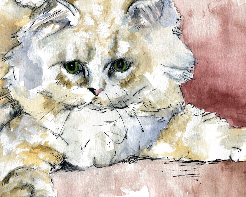 Kitten Painting Print from Original Watercolor Painting, The Colorful Cat, Pet Decor, Watercolor Cat, Cat Print image 2
