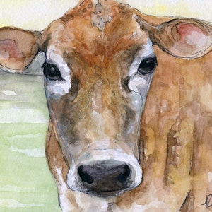 Cow Painting Print from the Original Watercolor Painting, Dolly, Cow Art, Cow Painting image 1