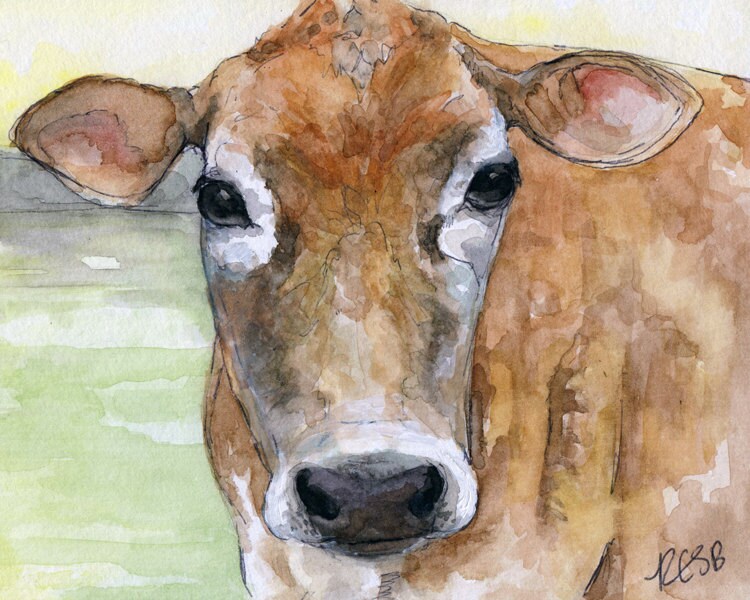 Cow Painting Print From The Original Watercolor Painting | Etsy