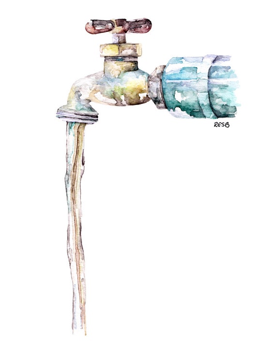Water Spigot Painting Print from Original Watercolor Etsy