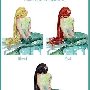 Mermaid Painting, Watercolor Painting, Mermaid Print, Mermaid Decor, Mermaid Art, Nursery Art, Ocean Art, Beach, Print titled, The Mermaid image 3