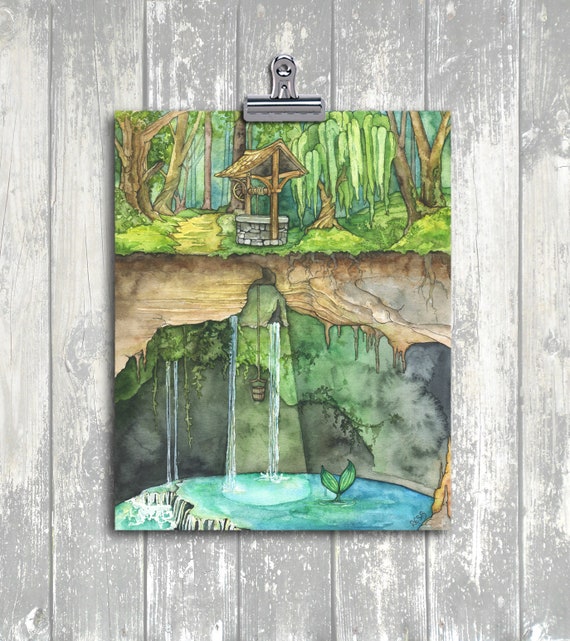Wishing Well Painting Print of Wishing Well in Enchanted Forest, Fantasy Art,  Fairytale Art, Watercolor Painting - Etsy Norway