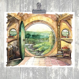 Bag End Painting Watercolor Painting Bag End Art Lord image 2