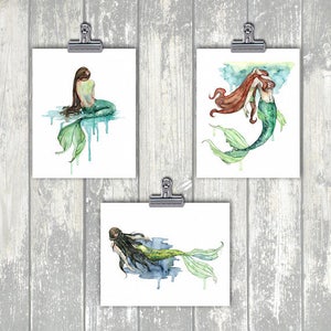 Watercolor Mermaid Painting, Mermaid Print, Mermaid Art, Mermaid Decor, Watercolor Painting, Mermaid, Sea, Print titled, Hidden Grotto image 9