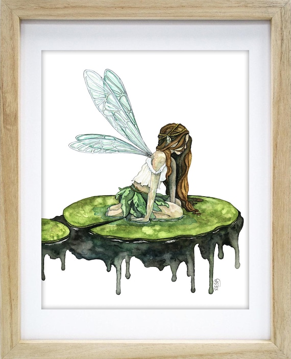 Watercolor Fairy Painting, Watercolor Painting, Fairy Print, Fairy  Painting, Fairy Art, Woodland, Wings, Print Titled, water Lily Fairy 