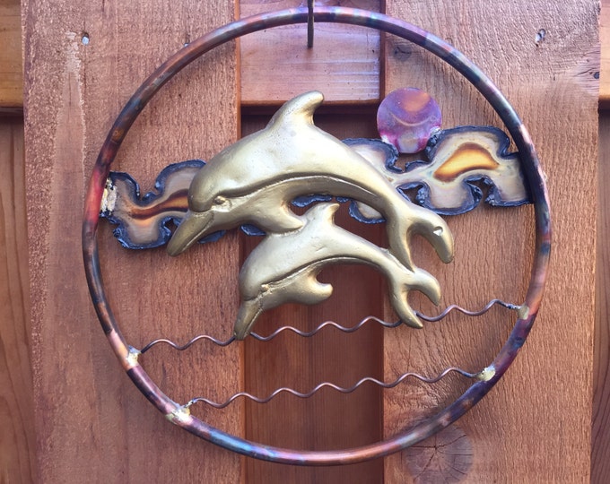 Vintage Cooper and Brass Dolphin Wall Sculpture Etsy