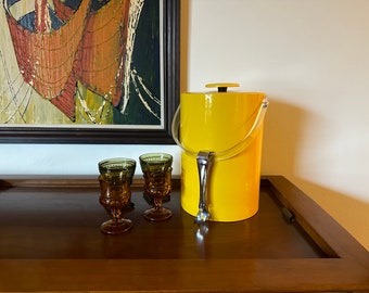 Vintage Mod Yellow Tall Ice Bucket Champagne/Wine