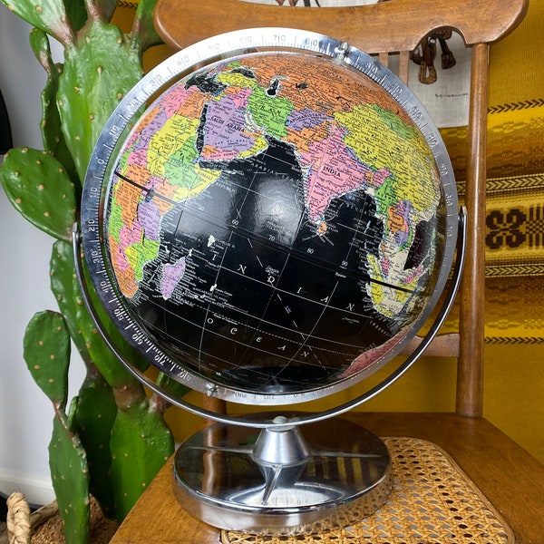 Vintage REPLOGLE World Globe Black Encyclopedia Edition