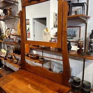Antique Hotel Wash Stand With Mirror image 4